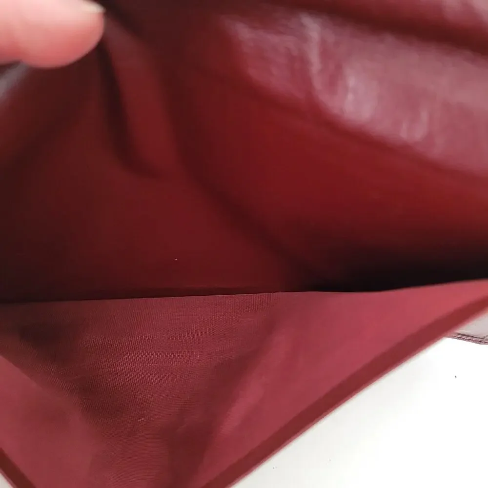 Cartier Vintage Bifold Leather Bordeaux Red‎ Wallet Large Credit Card Burgundy